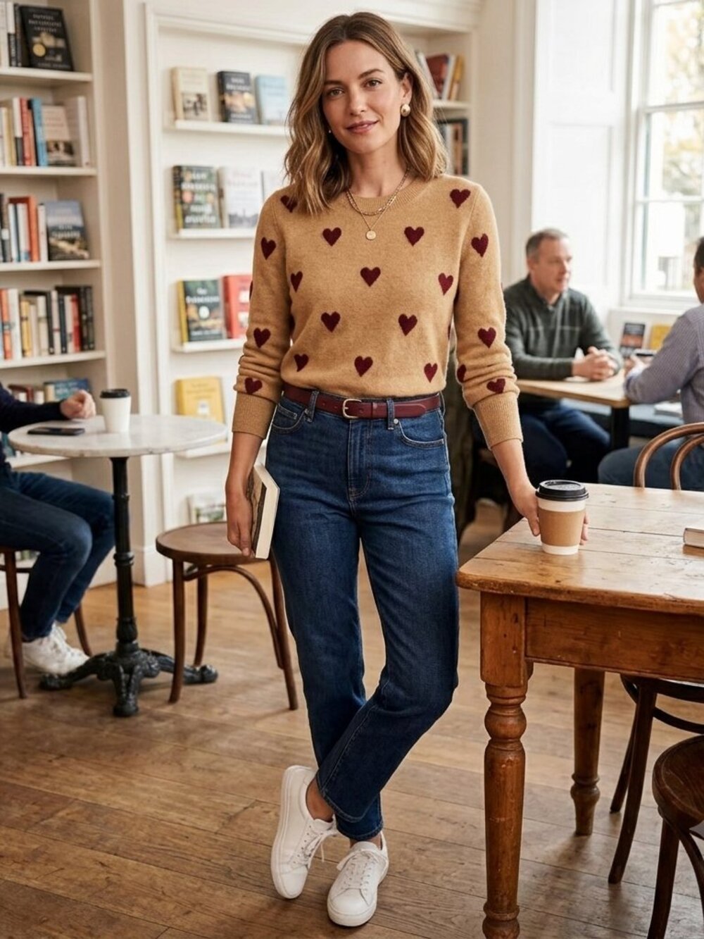 J. Crew 100% Cashmere Hearts Sweater Size XS